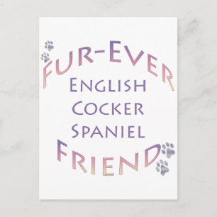 Postal Cocker español Furever inglés; amor de Cocker