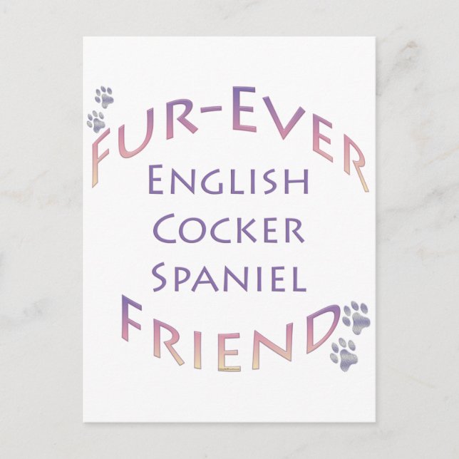 Postal Cocker español Furever inglés; amor de Cocker (Anverso)