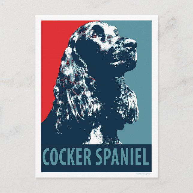Postal Cocker negro español Hope Dog Pop Art (Anverso)
