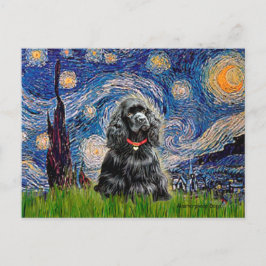 Postal Cocker (negro) - Noche estrellada