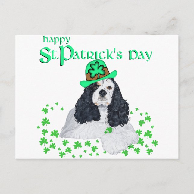 Postal Cocker Spaniel Americano Día de San Patricio (Anverso)