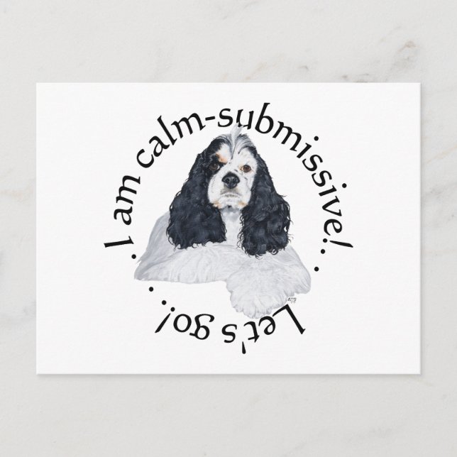 Postal Cocker Spaniel Americano Tranquilo Sumiso (Anverso)