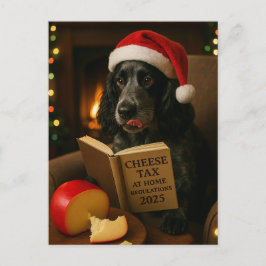 Postal Cocker spaniel  'Cheese Tax' Christmas postcard