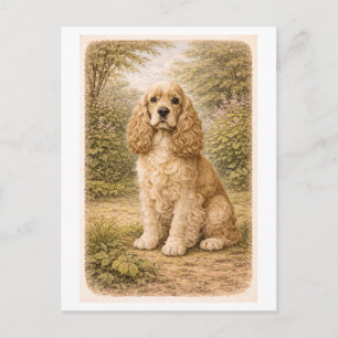 Postal Cocker Spaniel de estilo vintage