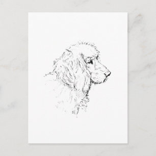 Postal Cocker Spaniel – Dibujo de línea de perro minimali
