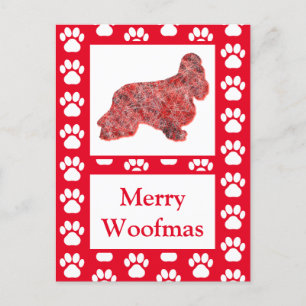 Postal Cocker Spaniel Dog Silhouette Red Merry Christmas
