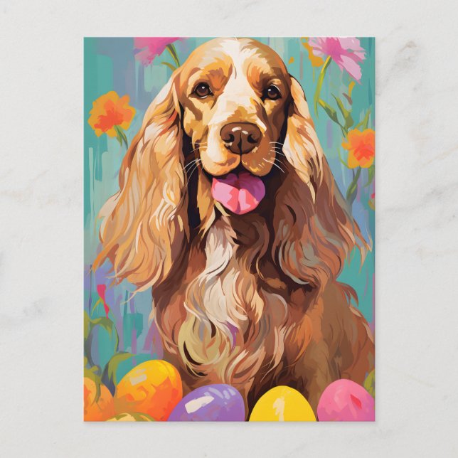 Postal Cocker Spaniel Feliz Pascua (Anverso)