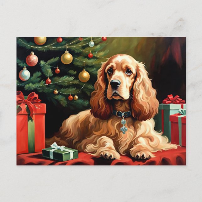 Postal Cocker Spaniel Navidad (Anverso)