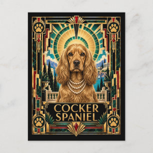 Postal Cocker Spaniel, perro Art Déco