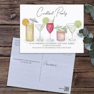 Postal Cocktail de color agua simple Fiesta bebidas capri