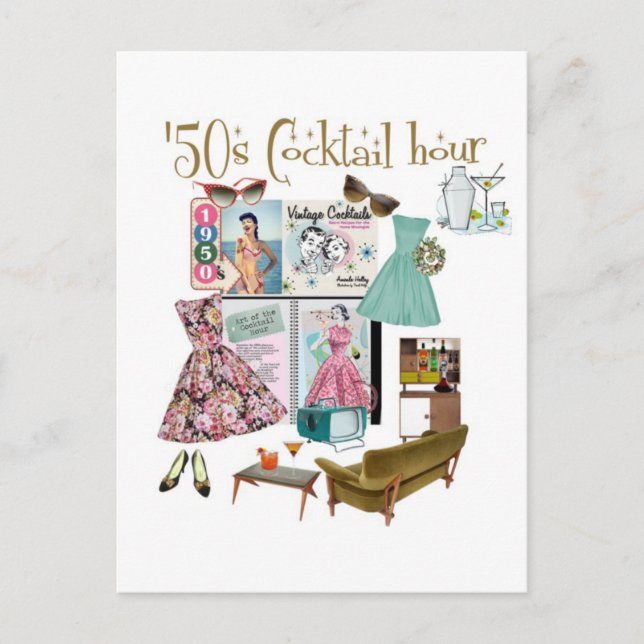 Postal Cocktail hour de los años 50 (Anverso)