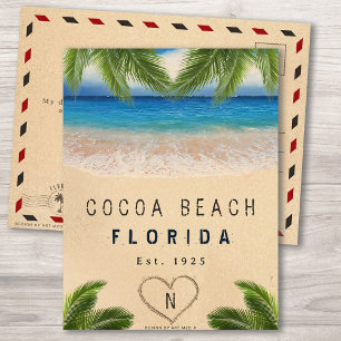 Postal Cocoa Beach Florida Sand Tropical Palm Leaves