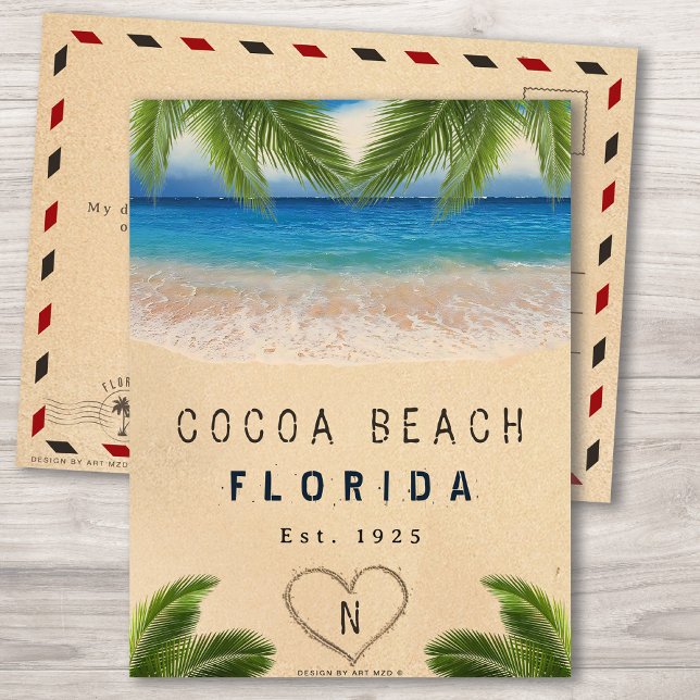 Postal Cocoa Beach Florida Sand Tropical Palm Leaves (Subido por el creador)