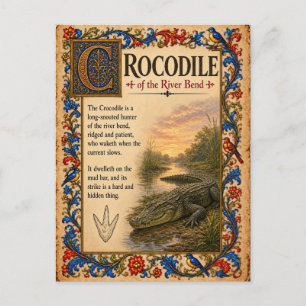 Postal Cocodrilo, Arte de Bestiario Medieval