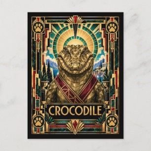 Postal Cocodrilo, Arte Deco Fauna