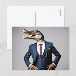 Postal Cocodrilo con traje
