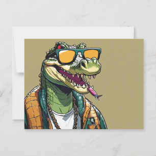Postal Cocodrilo Guay con gafas de sol