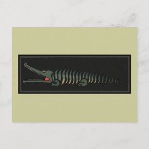 Postal Cocodrilo - Ilustracion de libros anticuario color