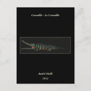 Postal Cocodrilo - Ilustracion de libros anticuario color