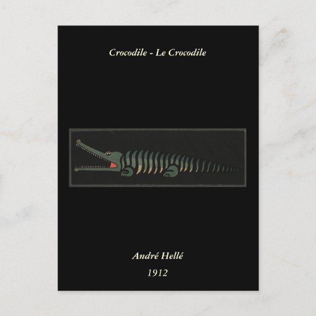 Postal Cocodrilo - Ilustracion de libros anticuario color (Anverso)