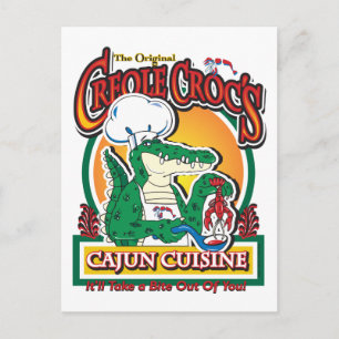 Postal Cocodrilo mardi gras criollo cajún