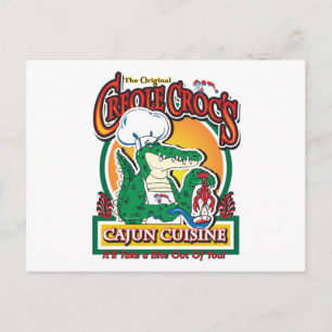 Postal Cocodrilo mardi gras criollo cajún