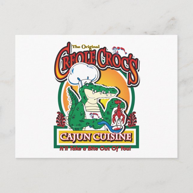 Postal Cocodrilo mardi gras criollo cajún (Anverso)