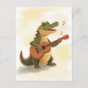 Postal Cocodrilo Rockero con Guitarra – Divertido Animal 