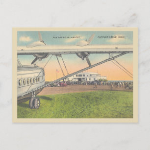 Postal Coconut Grove Miami Florida aeropuerto vintage año