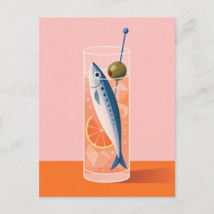Postal Cóctel de Sardinas Saludo Dirty Martini Pescado