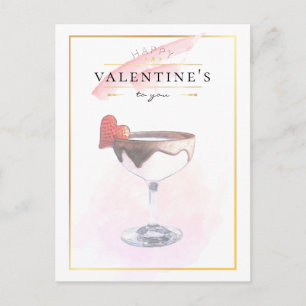 Postal Cóctel elegante del día de San Valentín con arte a