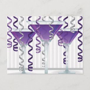 Postal Cóctel morado y cinta