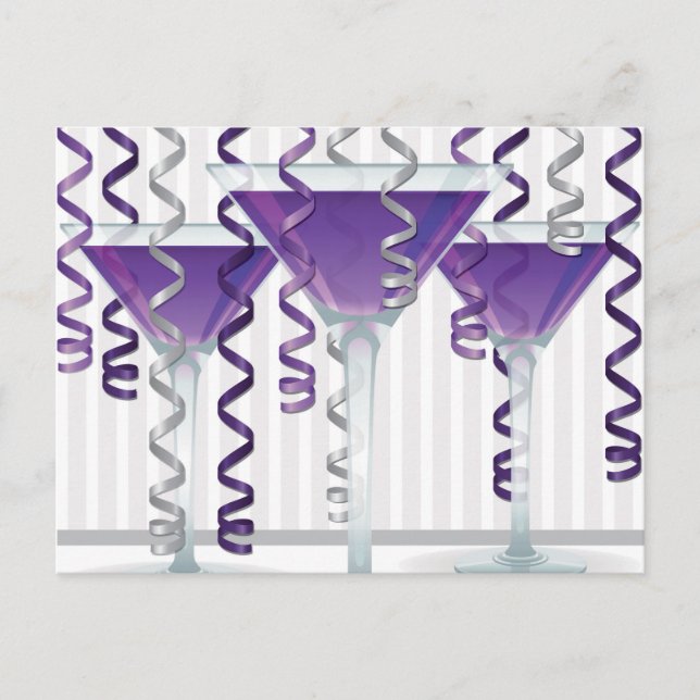 Postal Cóctel morado y cinta (Anverso)
