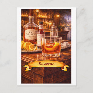 Postal Cóctel Sazerac (Serie de Comida Americana)