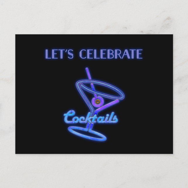 Postal Cócteles Personalizados Let's Celebrate Texto Pers (Anverso)