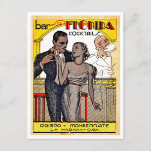 Postal Cócteles vintage arte de Cuba