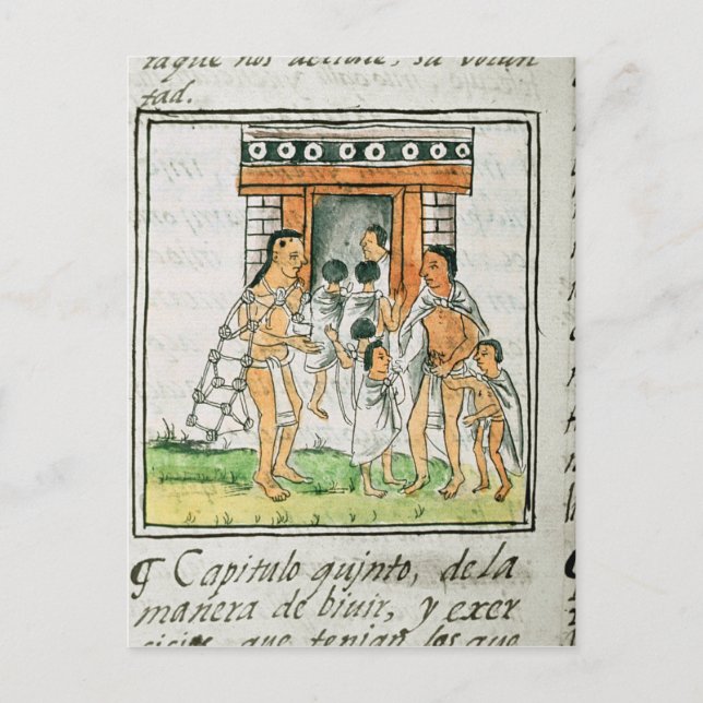 Postal Códice Florentino de Bernardino de Sahagún (Anverso)