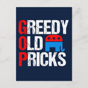 Postal Codicioso viejo pregona divertida anti GOP
