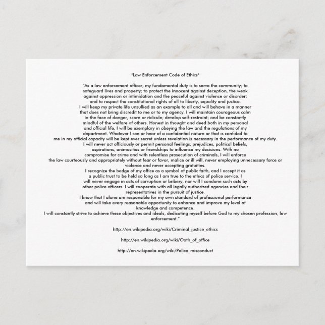 POSTAL CÓDIGO DE EJECUCIÓN DE LA LEY (Anverso)