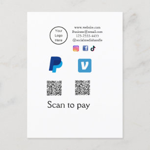 Postal Código Q R barrido PayPal venmo pay add social med