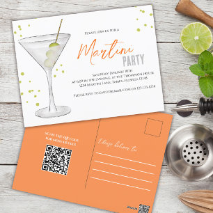 Postal Código QR caprichoso de fiesta de martini lindo ac