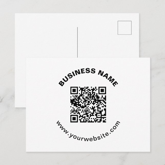 Postal Código QR con nombre de empresa texto circular en  (Anverso / Reverso)