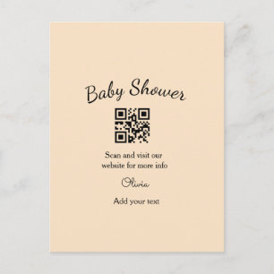 Postal Código QR de baby shower simple rosa agregar nombr