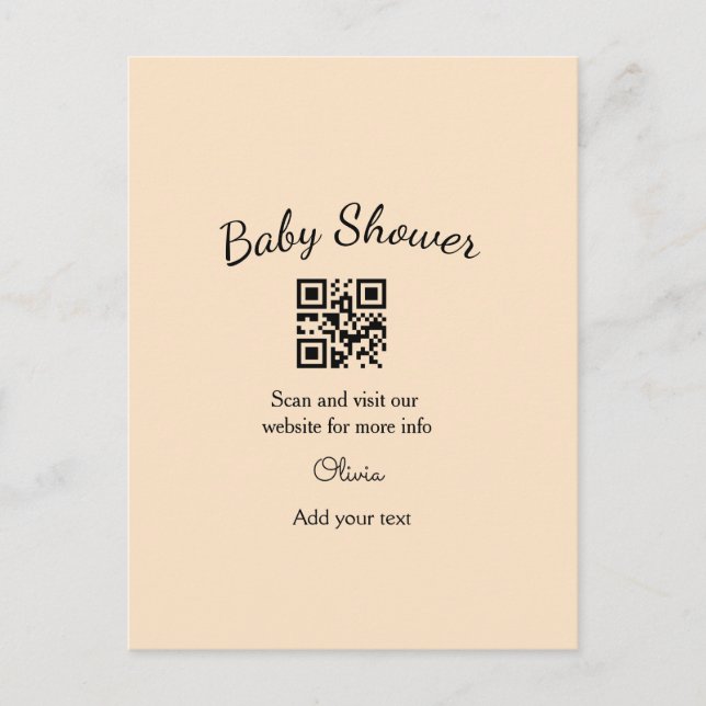 Postal Código QR de baby shower simple rosa agregar nombr (Anverso)