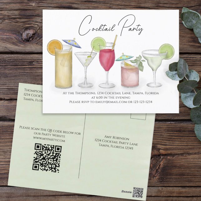 Postal Código QR de bebida de cóctel sitio web de fiesta  (Subido por el creador)