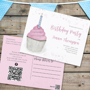 Postal Código QR de Cupcake Lindo Rosa Social Media Capri