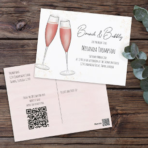 Postal Código QR de Desayuno Rosa y Brunch Nupcial con Bu