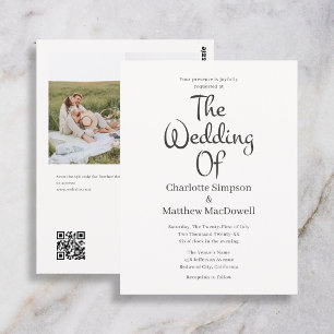 Postal Código QR de foto con guión elegante para boda eco