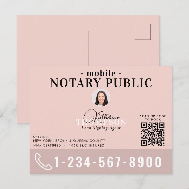 Postal Código QR de foto moderna rosa de Agente de Firma  (Anverso / Reverso)