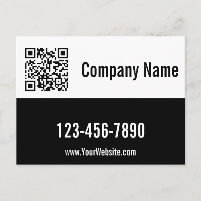 Postal Código QR de plantilla promocional en blanco y neg (Anverso)